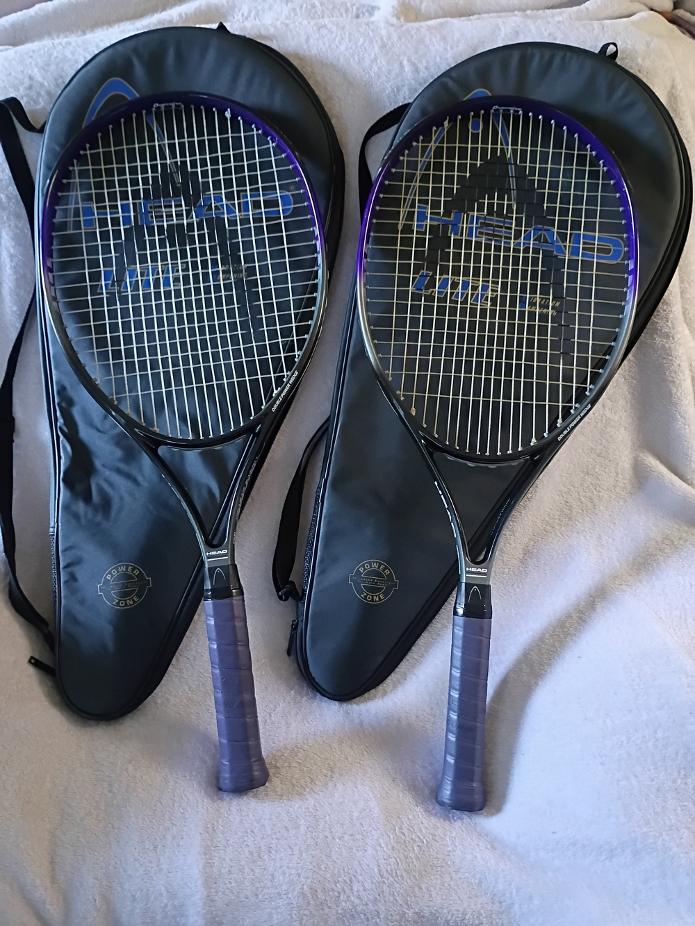Head Purple Tennis Rackets with Black Carry Cases - Pair